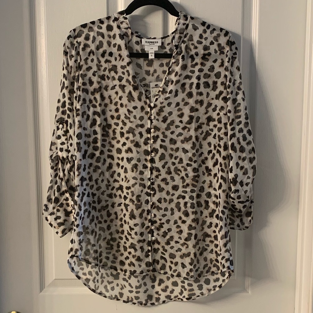 Express leopard print banded bottom top